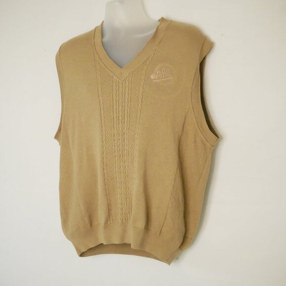 Dr Pepper Sweater Vest Fore Golfwear Cable knit Embroidered XL Tan - Picture 3 of 6